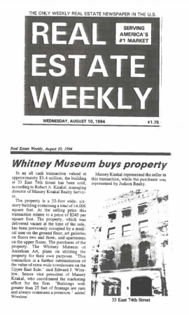 real estate weekly whitney museum buys property