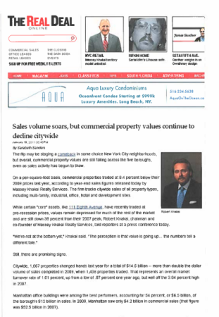 sales volume soars but commercial property values continue to decline citywide