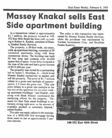 sells east side apartment building