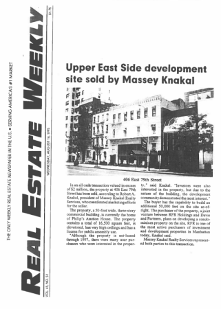 upper east side development site sold by massey knakal